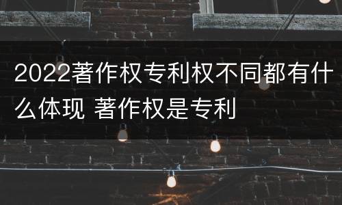 2022著作权专利权不同都有什么体现 著作权是专利