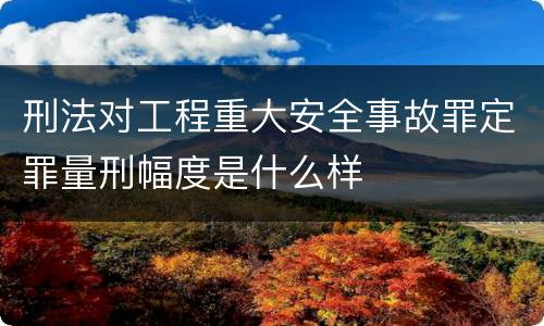 刑法对工程重大安全事故罪定罪量刑幅度是什么样