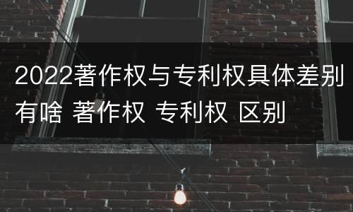 2022著作权与专利权具体差别有啥 著作权 专利权 区别