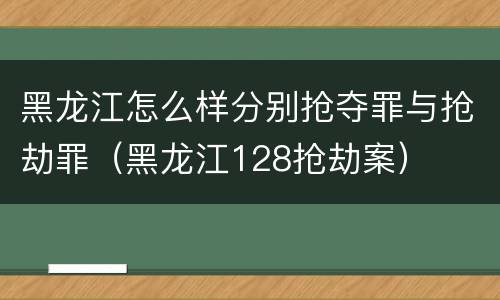 黑龙江怎么样分别抢夺罪与抢劫罪（黑龙江128抢劫案）