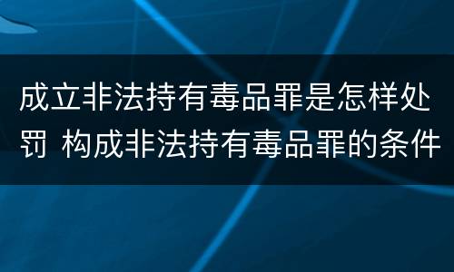 成立非法持有毒品罪是怎样处罚 构成非法持有毒品罪的条件有几克