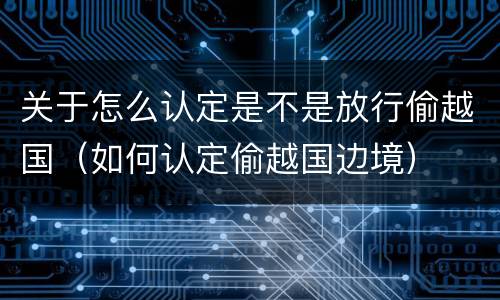 关于怎么认定是不是放行偷越国（如何认定偷越国边境）