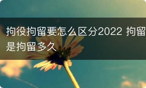 拘役拘留要怎么区分2022 拘留是拘留多久
