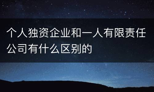 个人独资企业和一人有限责任公司有什么区别的