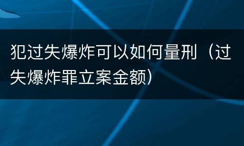 犯过失爆炸可以如何量刑（过失爆炸罪立案金额）