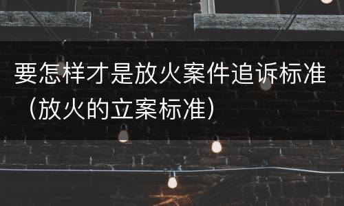 要怎样才是放火案件追诉标准（放火的立案标准）