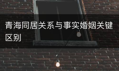青海同居关系与事实婚姻关键区别