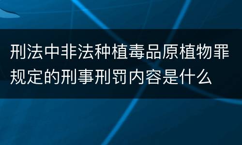 刑法中非法种植毒品原植物罪规定的刑事刑罚内容是什么