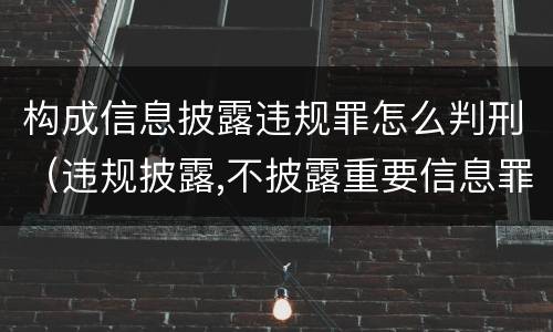 构成信息披露违规罪怎么判刑（违规披露,不披露重要信息罪判例）