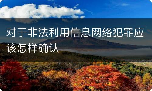 对于非法利用信息网络犯罪应该怎样确认
