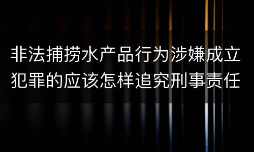 非法捕捞水产品行为涉嫌成立犯罪的应该怎样追究刑事责任