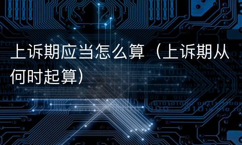 上诉期应当怎么算（上诉期从何时起算）