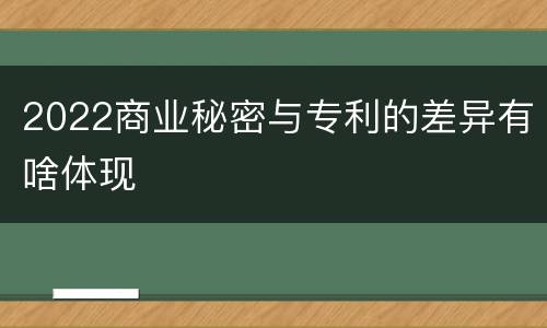 2022商业秘密与专利的差异有啥体现