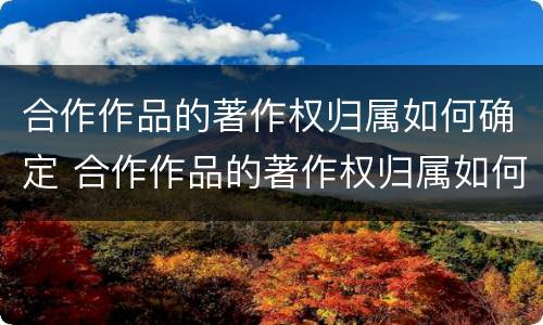 合作作品的著作权归属如何确定 合作作品的著作权归属如何确定法律关系