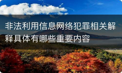非法利用信息网络犯罪相关解释具体有哪些重要内容