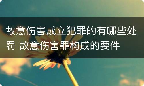 故意伤害成立犯罪的有哪些处罚 故意伤害罪构成的要件