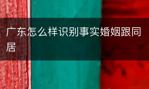 广东怎么样识别事实婚姻跟同居