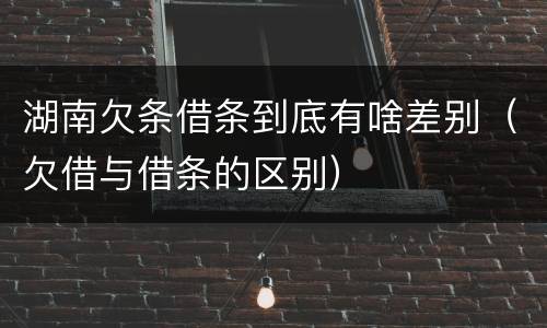 湖南欠条借条到底有啥差别（欠借与借条的区别）
