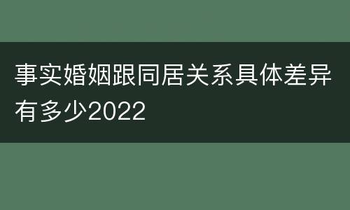 事实婚姻跟同居关系具体差异有多少2022