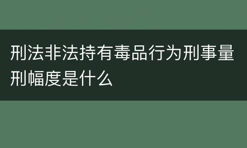 刑法非法持有毒品行为刑事量刑幅度是什么