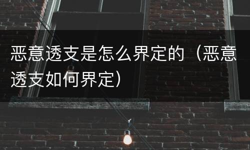 恶意透支是怎么界定的（恶意透支如何界定）