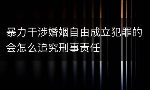 暴力干涉婚姻自由成立犯罪的会怎么追究刑事责任