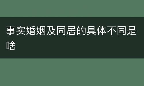 事实婚姻及同居的具体不同是啥