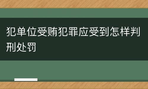 犯单位受贿犯罪应受到怎样判刑处罚