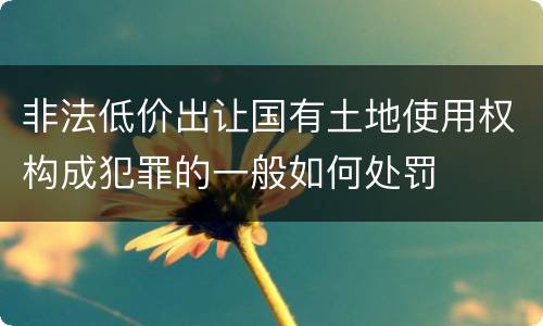 非法低价出让国有土地使用权构成犯罪的一般如何处罚