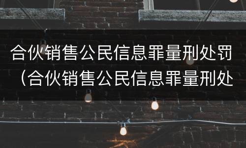 合伙销售公民信息罪量刑处罚（合伙销售公民信息罪量刑处罚依据）