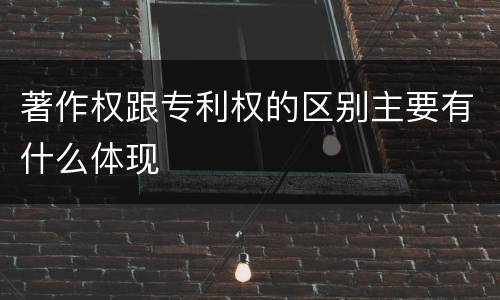 著作权跟专利权的区别主要有什么体现