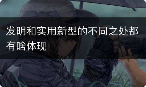 发明和实用新型的不同之处都有啥体现