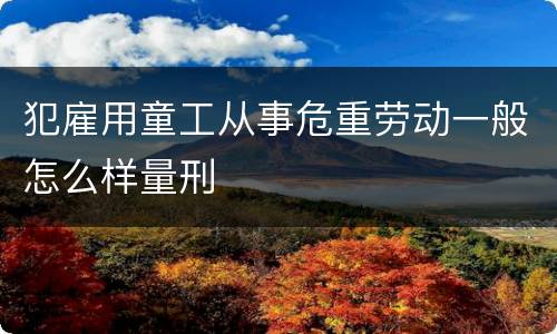 犯雇用童工从事危重劳动一般怎么样量刑