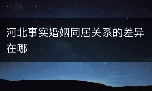 河北事实婚姻同居关系的差异在哪