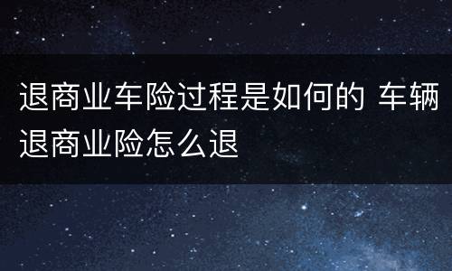 退商业车险过程是如何的 车辆退商业险怎么退