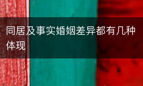 同居及事实婚姻差异都有几种体现