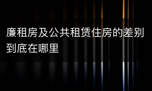 廉租房及公共租赁住房的差别到底在哪里