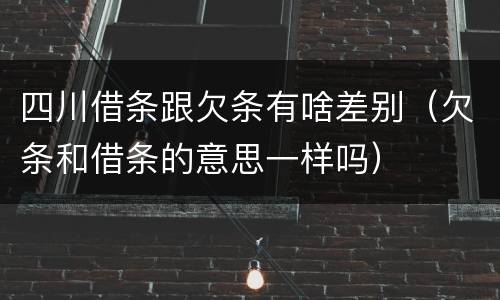 四川借条跟欠条有啥差别（欠条和借条的意思一样吗）