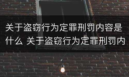 关于盗窃行为定罪刑罚内容是什么 关于盗窃行为定罪刑罚内容是什么