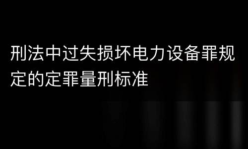刑法中过失损坏电力设备罪规定的定罪量刑标准