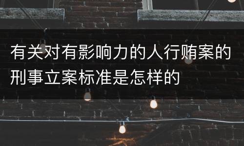 有关对有影响力的人行贿案的刑事立案标准是怎样的