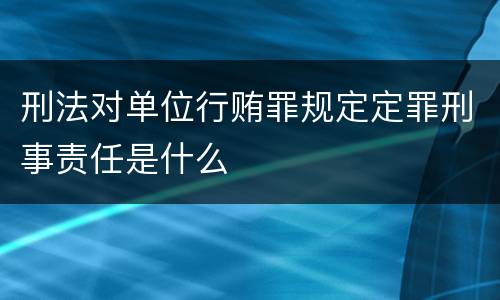 刑法对单位行贿罪规定定罪刑事责任是什么