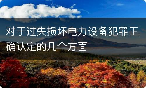 对于过失损坏电力设备犯罪正确认定的几个方面