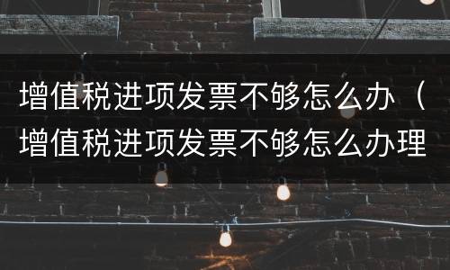 增值税进项发票不够怎么办（增值税进项发票不够怎么办理）