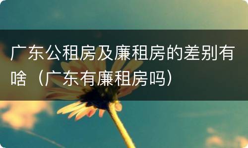 广东公租房及廉租房的差别有啥（广东有廉租房吗）