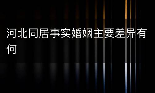 河北同居事实婚姻主要差异有何