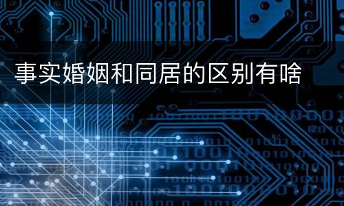 事实婚姻和同居的区别有啥