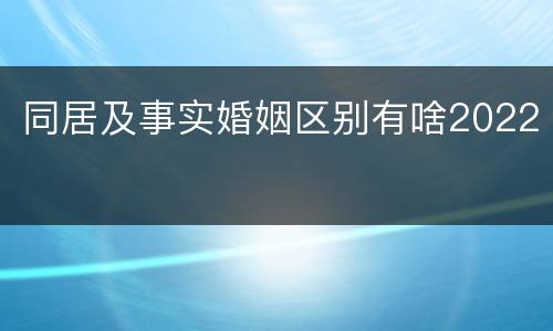 同居及事实婚姻区别有啥2022