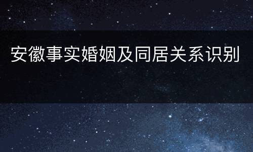 安徽事实婚姻及同居关系识别