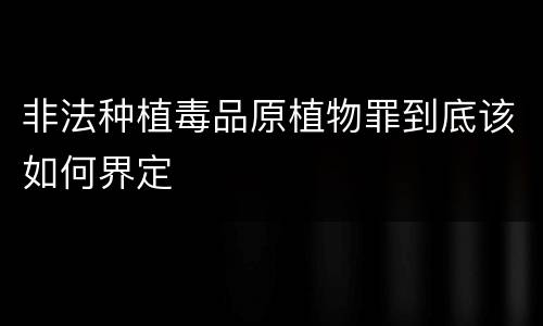 非法种植毒品原植物罪到底该如何界定